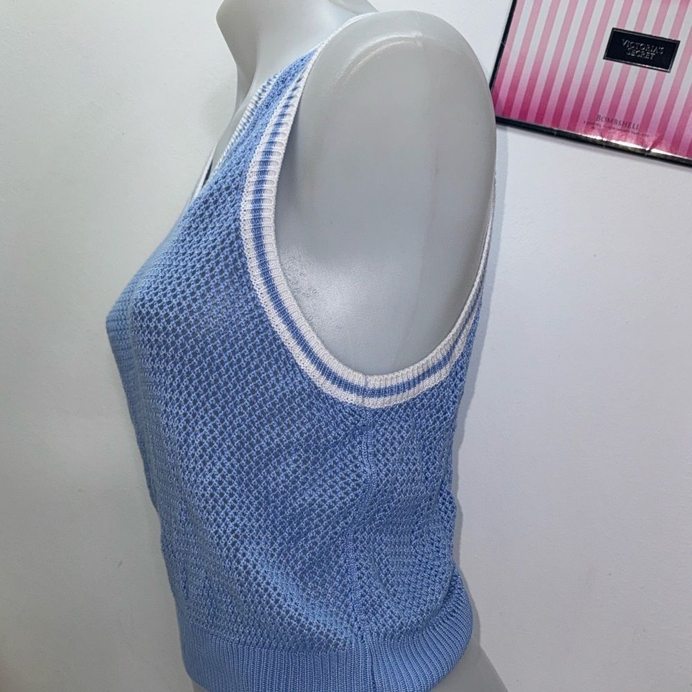 🔥PINK Victoria's Secret Blue Sleeveless Knit Top vest Sz Small NWT - Picture 5 of 6